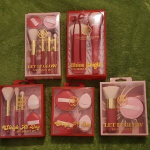 All 5 Sets Candie Couture Red Makeup Brush & Puff Gift Sets